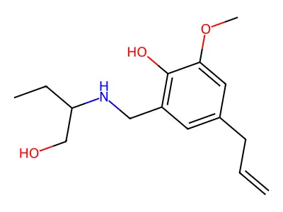 Phenol, 2-(((1-(hydroxymethyl)propyl)amino)methyl)-6-methoxy-4-(2-propenyl)- structure