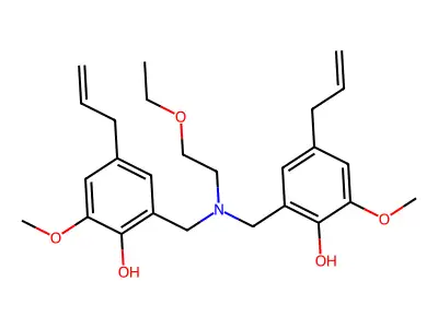 2-[[2-ethoxyethyl-[(2-hydroxy-3-methoxy-5-prop-2-enylphenyl)methyl]amino]methyl]-6-methoxy-4-prop-2-enylphenol structure