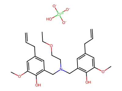 Phenol, 2,2'-(((2-ethoxyethyl)imino)bis(methylene))bis(6-methoxy-4-(2-propenyl)-, perchlorate (salt) structure