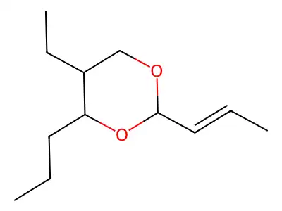 5-ethyl-2-[(E)-prop-1-enyl]-4-propyl-1,3-dioxane structure