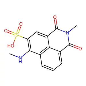 2-methyl-6-(methylamino)-1,3-dioxo-2,3-dihydro-1H-benzo[de]isoquinoline-5-sulfonic acid structure
