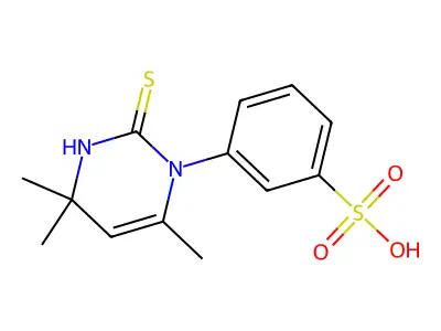 2(1H)-Pyrimidinethione, 3,4-dihydro-4,4,6-trimethyl-1-(3-sulfophenyl)- structure