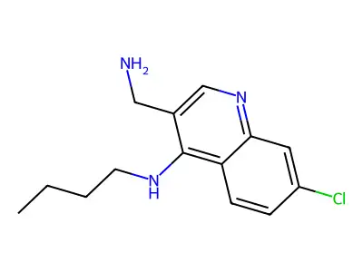 3-(aminomethyl)-N-butyl-7-chloroquinolin-4-amine structure