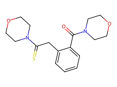 Morpholin-4-yl-[2-(2-morpholin-4-yl-2-sulfanylideneethyl)phenyl]methanone structure