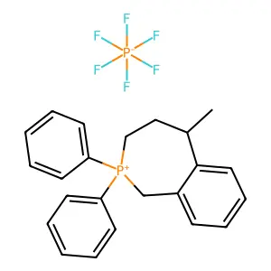 5-methyl-2,2-diphenyl-2,3,4,5-tetrahydro-1H-2-benzophosphepinium hexafluorophosphate structure