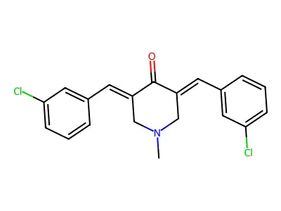 3,5-Bis[(3-chlorophenyl)methylidene]-1-methylpiperidin-4-one structure