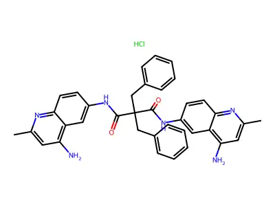 N,N'-bis(4-amino-2-methylquinolin-6-yl)-2,2-dibenzylpropanediamide structure