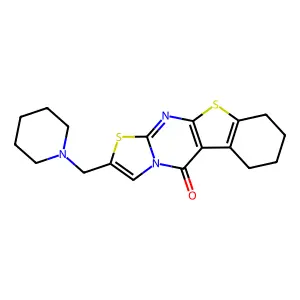 2-(piperidylmethyl)-4,6,7,8,9-pentahydrobenzo[b]thiopheno[2,3-d]1,3-thiazolino [3,2-a]pyrimidin-5-one structure