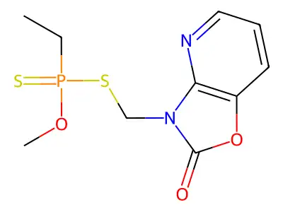 Aethandithiophosphonsaeure O-methyl-S-((oxazolo(4,5-b)pyridin-2(3H)-on-3-yl)methyl) ester structure