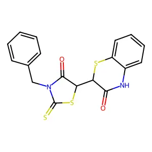 2-(3-Benzyl-4-oxo-2-sulfanylidene-1,3-thiazolidin-5-yl)-2H-1,4-benzothiazin-3(4H)-one structure
