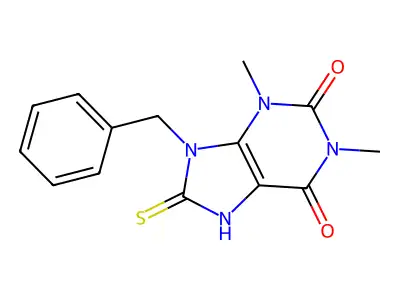 9-benzyl-1,3-dimethyl-8-sulfanylidene-7H-purine-2,6-dione structure