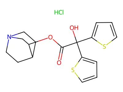 Glycolic acid, alpha,alpha-(2-dithienyl)-, 3-quinuclidinyl ester, hydrochloride structure
