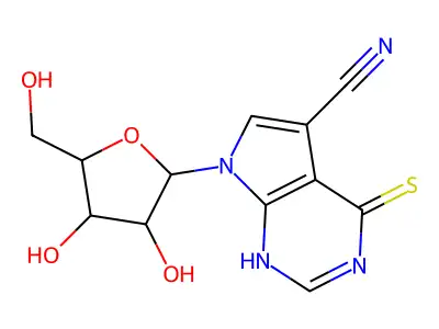 7-[3,4-dihydroxy-5-(hydroxymethyl)oxolan-2-yl]-4-sulfanylidene-1H-pyrrolo[2,3-d]pyrimidine-5-carbonitrile structure
