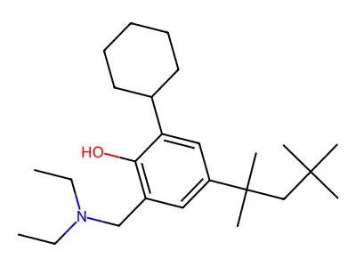 2-Cyclohexyl-6-[(diethylamino)methyl]-4-(2,4,4-trimethylpentan-2-yl)phenol structure