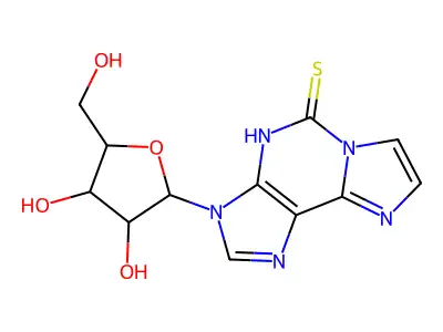 3-[3,4-dihydroxy-5-(hydroxymethyl)oxolan-2-yl]-4H-imidazo[2,1-f]purine-5-thione structure