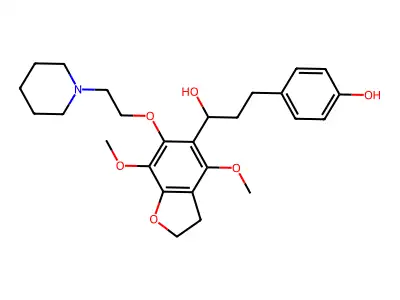 5-Benzofuranmethanol, 2,3-dihydro-4,7-dimethoxy-alpha-(2-(4-hydroxyphenyl)ethyl)-6-(2-(1-piperidinyl)ethoxy)- structure