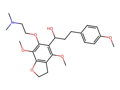 5-Benzofuranmethanol, 2,3-dihydro-4,7-dimethoxy-6-(2-(dimethylamino)ethoxy)-alpha-(2-(4-methoxyphenyl)ethyl)- structure