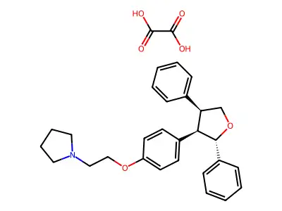 Pyrrolidine, 1-(2-(p-(4-tetrahydro-2,4-diphenyl-3-furyl)phenoxy)ethyl)-, oxalate, (2-alpha,3-beta,4-beta)- structure