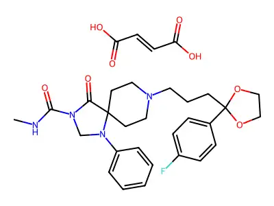 1,3,8-Triazaspiro(4,5)decane-3-carboxamide, N-methyl-8-(3-(2-(p-fluorophenyl)-1,3-dioxolan-2-yl)propyl)-4-oxo-1-phenyl-, fumarate structure