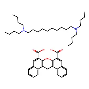 4,4'-methanediylbis(3-hydroxynaphthalene-2-carboxylic acid)- n,n,n',n'-tetrabutyldecane-1,10-diamine(1:1) structure