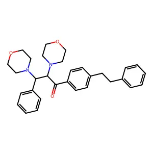 2,3-Bis(morpholin-4-yl)-3-phenyl-1-[4-(2-phenylethyl)phenyl]propan-1-one structure