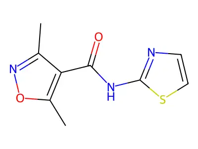 3,5-dimethyl-N-(1,3-thiazol-2-yl)-1,2-oxazole-4-carboxamide structure