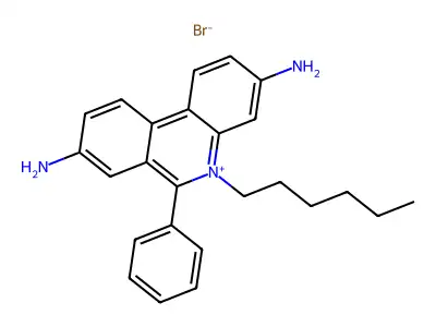 3,8-Diamino-5-hexyl-6-phenylphenanthridinium bromide structure