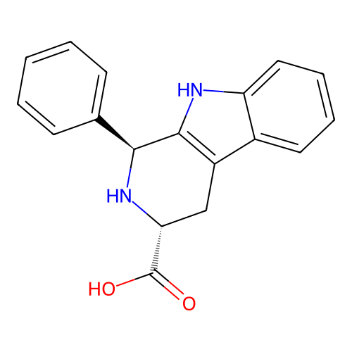 (1S,3R)-1-phenyl-2,3,4,9-tetrahydro-1H-pyrido[3,4-b]indole-3-carboxylic acid structure