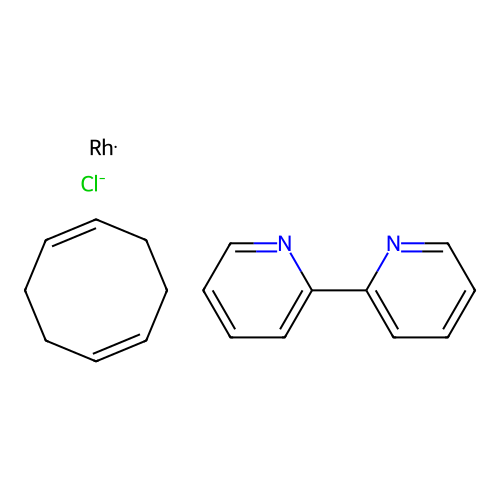 Rhodium(1+), (2,2'-bipyridine-N,N')((1,2,5,6-eta)-1,5-cyclooctadiene)-, chloride structure