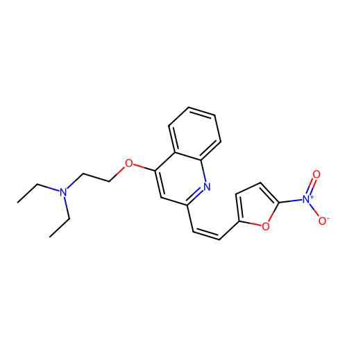 Ethanamine, N,N-diethyl-2-((2-(2-(5-nitro-2-furanyl)ethenyl)-4-quinolinyl)oxy)- structure