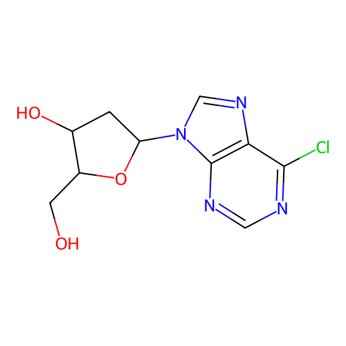 (2R,3S,5S)-5-(6-Chloro-9H-purin-9-yl)-2-(hydroxymethyl)tetrahydrofuran-3-ol structure