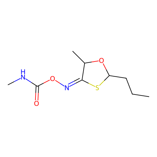 1,3-Oxathiolan-4-one, 5-methyl-2-propyl-, O-((methylamino)carbonyl)oxime structure