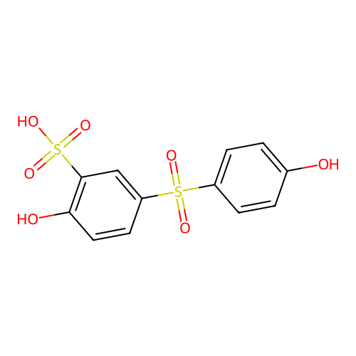 2(Or 5)-hydroxy-5(or 2)-((4-hydroxyphenyl)sulphonyl)benzenesulphonic acid structure
