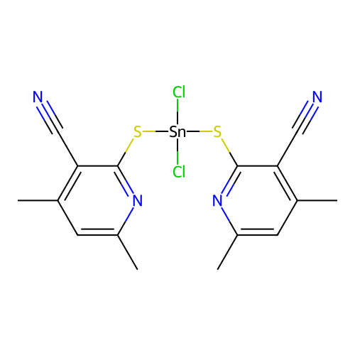 2-[dichloro-(3-cyano-4,6-dimethylpyridin-2-yl)sulfanylstanny structure
