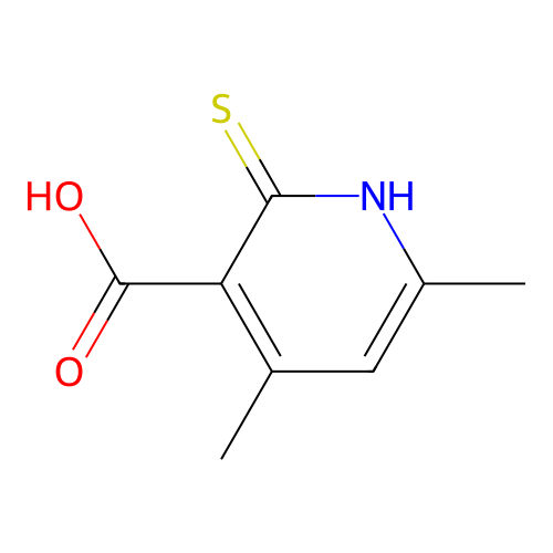 2-Mercapto-4,6-dimethylnicotinic acid structure