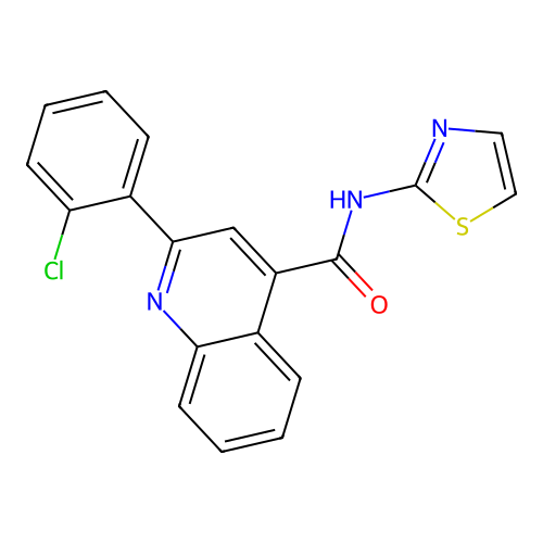 2-(2-chlorophenyl)-N-(1,3-thiazol-2-yl)quinoline-4-carboxamide structure
