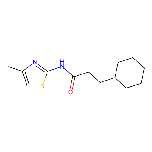 3-cyclohexyl-N-(4-methyl-1,3-thiazol-2-yl)propanamide structure