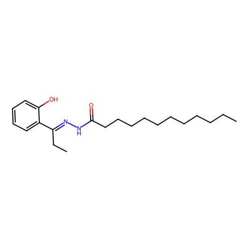 N-[1-(2-hydroxyphenyl)propylideneamino]dodecanamide structure