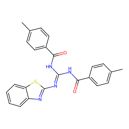 (E)-N-(N-(benzo[d]thiazol-2-yl)-N'-(4-methylbenzoyl)carbamimidoyl)-4-methylbenzamide structure