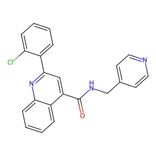 2-(2-chlorophenyl)-N-(pyridin-4-ylmethyl)quinoline-4-carboxamide structure