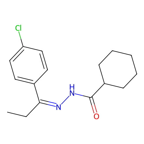 N-[1-(4-chlorophenyl)propylideneamino]cyclohexanecarboxamide structure
