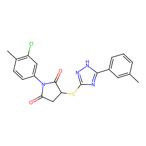 1-(3-chloro-4-methylphenyl)-3-((5-(m-tolyl)-4H-1,2,4-triazol-3-yl)thio)pyrrolidine-2,5-dione structure