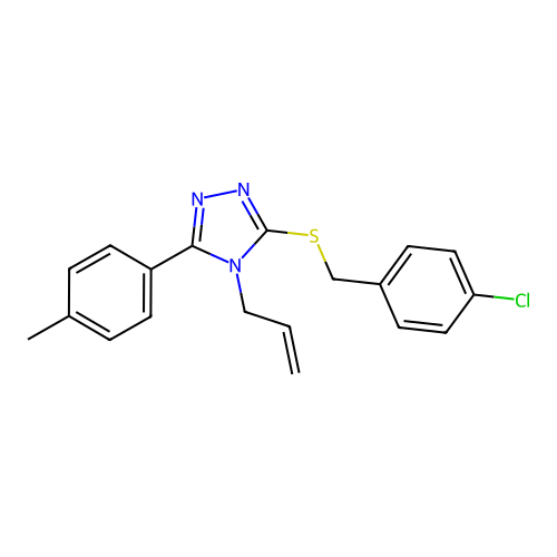 4-allyl-3-((4-chlorobenzyl)thio)-5-(p-tolyl)-4H-1,2,4-triazole structure