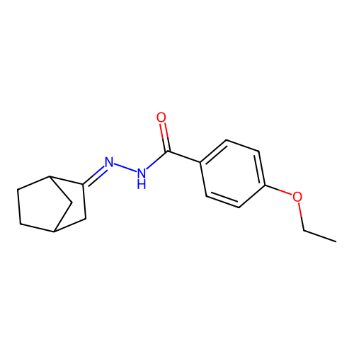 N-(2-bicyclo[2.2.1]heptanylideneamino)-4-ethoxybenzamide structure