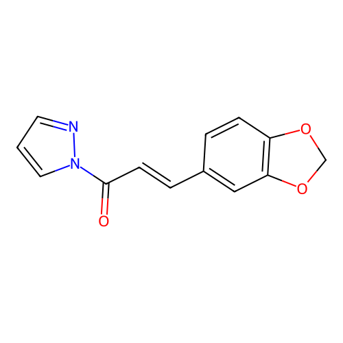 1-[3-(1,3-benzodioxol-5-yl)acryloyl]-1H-pyrazole structure