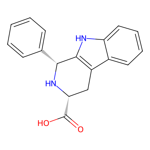 (1R,3R)-1-phenyl-2,3,4,9-tetrahydro-1H-pyrido[3,4-b]indole-3-carboxylic acid structure