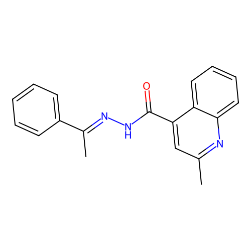 2-methyl-N'-[(E)-1-phenylethylidene]-4-quinolinecarbohydrazide structure