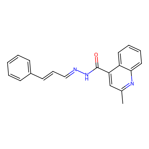 2-methyl-N'-[(1E,2E)-3-phenylprop-2-en-1-ylidene]quinoline-4-carbohydrazide structure