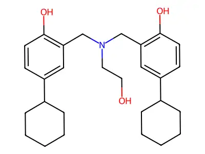 2,2'-{[(2-hydroxyethyl)imino]dimethanediyl}bis(4-cyclohexylphenol) structure