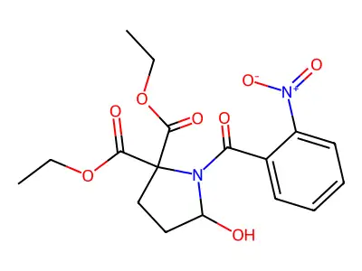Diethyl 5-hydroxy-1-(2-nitrobenzoyl)pyrrolidine-2,2-dicarboxylate structure